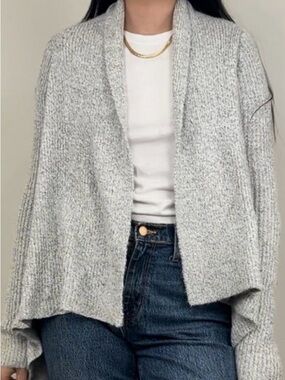 Guess Light Gray Draped Open Front Cardigan